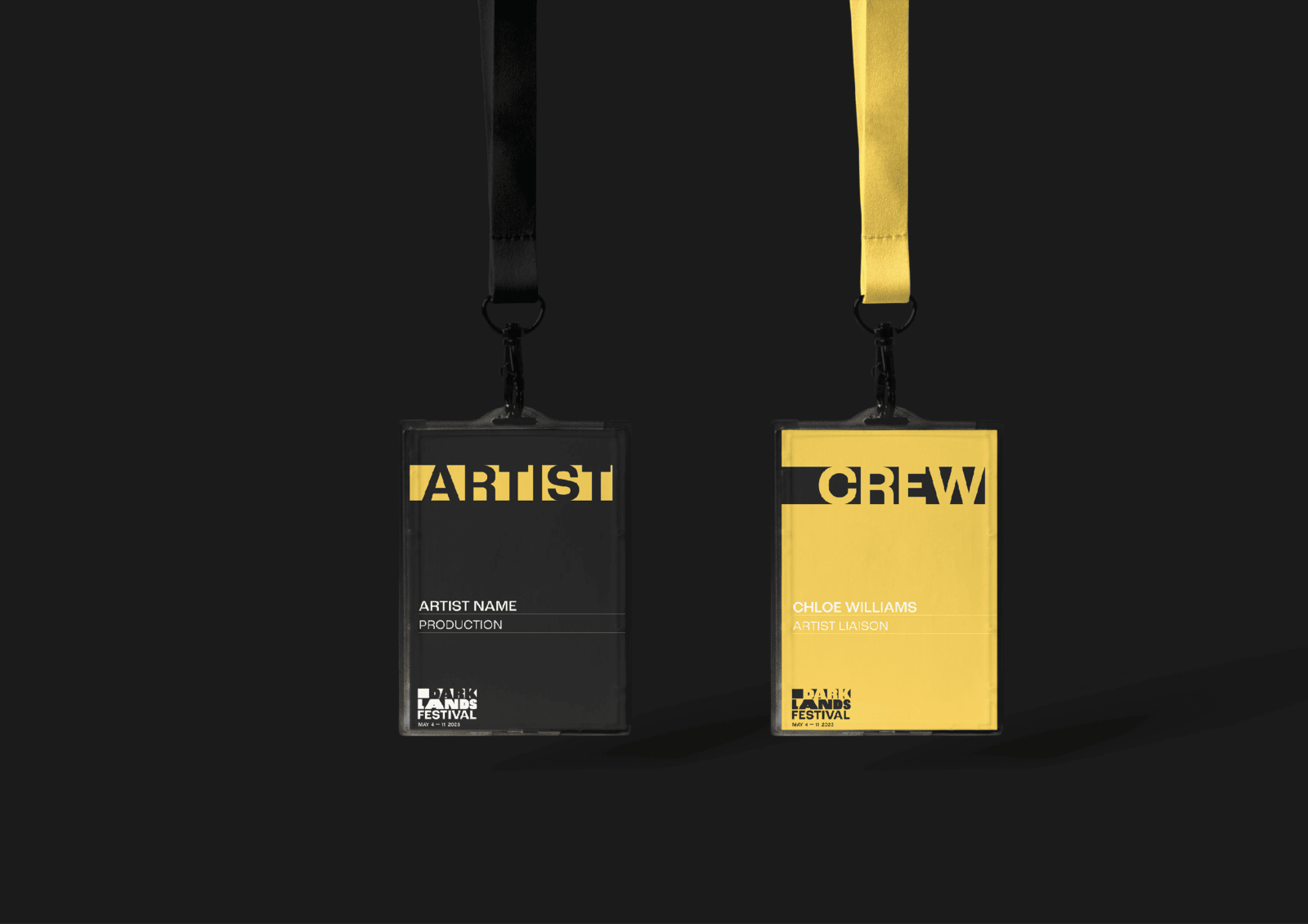 Festival lanyards for artist and crew.